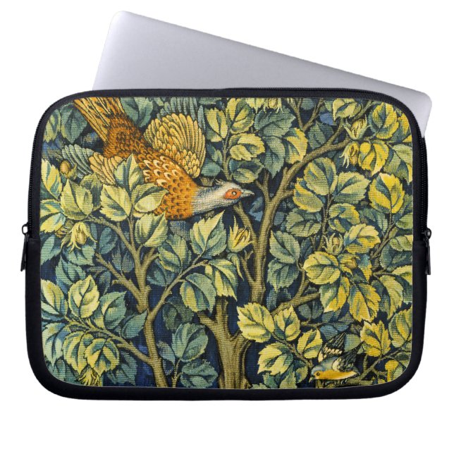 Morris  Pheasant eekhoorn & Bloempatroon Laptop Sleeve (Voorkant)