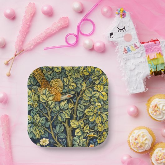 Morris  Pheasant eekhoorn & Bloempatroon Papieren Bordje (Feest)