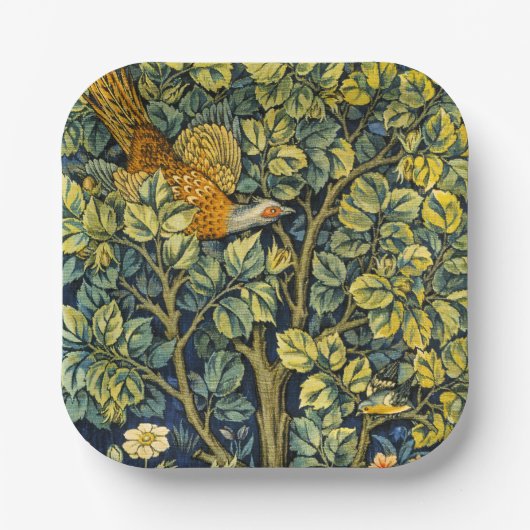 Morris  Pheasant eekhoorn & Bloempatroon Papieren Bordje (Voorkant)