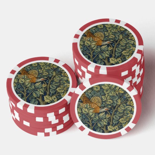 Morris Pheasant eekhoorn & Bloempatroon Poker Chips (Opstapeling)