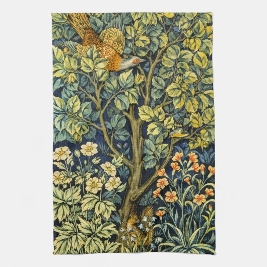 Morris  Pheasant eekhoorn & Bloempatroon Theedoek (Verticaal)