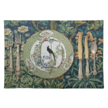 Morris Print Placemat met antieke vogelplaat