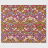 Morris Red Achtergrond Strawberry Thief Patroon Cadeaupapier (Vlak)