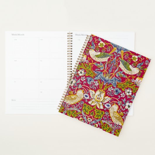 Morris Red Achtergrond Strawberry Thief Patroon Planner (Display)