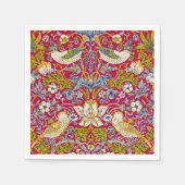 Morris Red Achtergrond Strawberry Thief Patroon Servet (Voorkant)