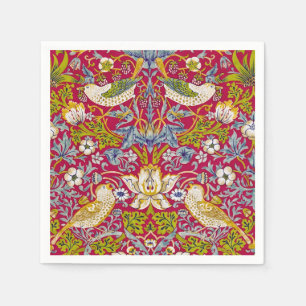Morris Red Achtergrond Strawberry Thief Patroon Servet