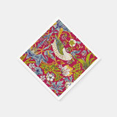 Morris Red Achtergrond Strawberry Thief Patroon Servet (Hoek)