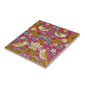 Morris Red Achtergrond Strawberry Thief Patroon Tegeltje (Zijkant)