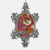 Morris Red Achtergrond Strawberry Thief Patroon Tin Sneeuwvlok Ornament (Links)