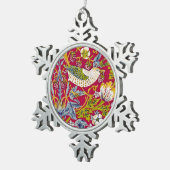 Morris Red Achtergrond Strawberry Thief Patroon Tin Sneeuwvlok Ornament (Rechts)