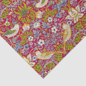 Morris Red Achtergrond Strawberry Thief Patroon Tissuepapier (Detail)