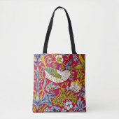 Morris Red Achtergrond Strawberry Thief Patroon Tote Bag (Voorkant)