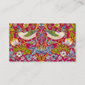 Morris Red Achtergrond Strawberry Thief Patroon Visitekaartje (Achterkant)