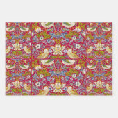 Morris Red Background Strawberry Thief Pattern Inpakpapier Vel (Voorkant 3)