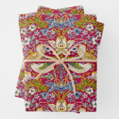 Morris Red Background Strawberry Thief Pattern Inpakpapier Vel (In situ)