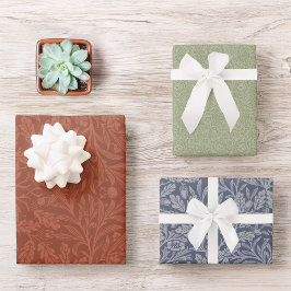  Morris Red Blue Oak Leaves Acorn Inpakpapier Vel