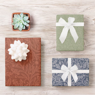 Morris Red Blue Oak Leaves Acorn Inpakpapier Vel