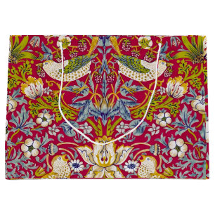 Morris Rood Achtergrond Strawberry Thief Patroon Groot Cadeauzakje