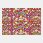 Morris Rood Achtergrond Strawberry Thief Patroon Inpakpapier Vel (Voorkant 2)
