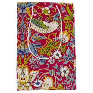 Morris Rood Achtergrond Strawberry Thief Patroon Medium Cadeauzakje