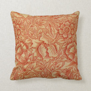 Morris - roze en papaver.floreel patroon kussen