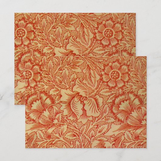 Morris - Roze en Poppy.floral Patroon Briefkaart (Voorkant / Achterkant)