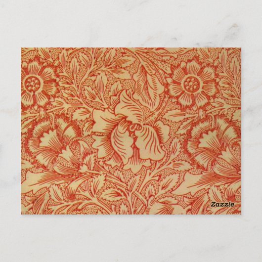 Morris - Roze en Poppy.floral Patroon Briefkaart (Achterkant)