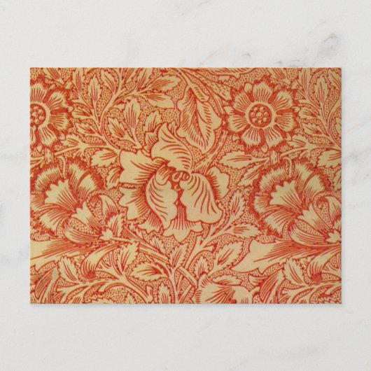 Morris - Roze en Poppy.floral Patroon Briefkaart (Voorkant)