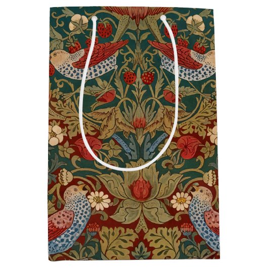 Morris - Strawberry Thief #2 Floral Pattern Medium Cadeauzakje (Voorkant)