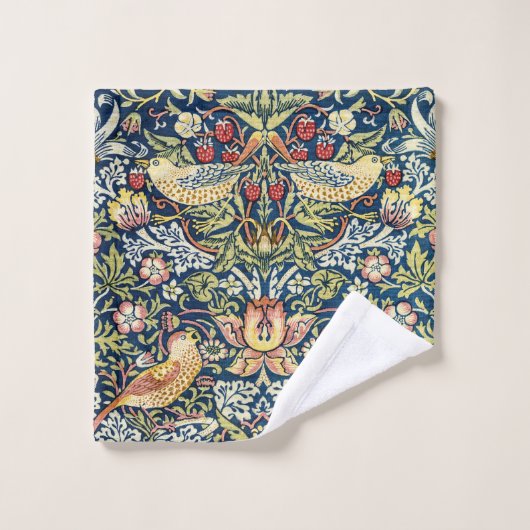Morris - Strawberry Thief Bird & Floral Pattern Bad Handdoek (Wasdoekje)