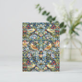 Morris - Strawberry Thief Bird & Floral Pattern Briefkaart (Staand voorkant)