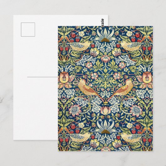 Morris - Strawberry Thief Bird & Floral Pattern Briefkaart (Voorkant / Achterkant)