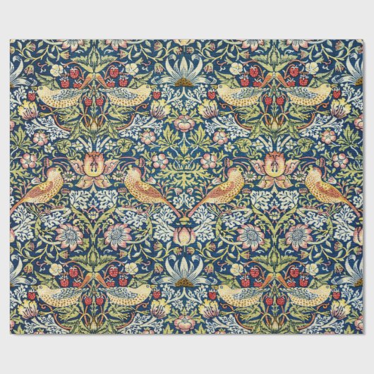 Morris - Strawberry Thief Bird & Floral Pattern Cadeaupapier (Vlak)