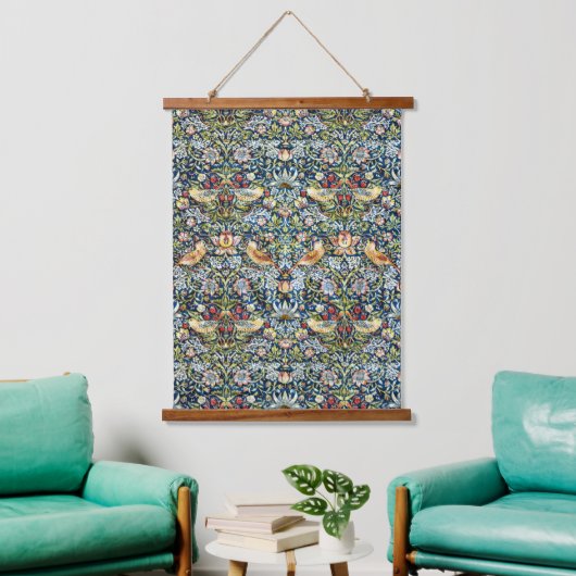 Morris - Strawberry Thief Bird & Floral Pattern Hangend Wandkleed (Woonkamer)
