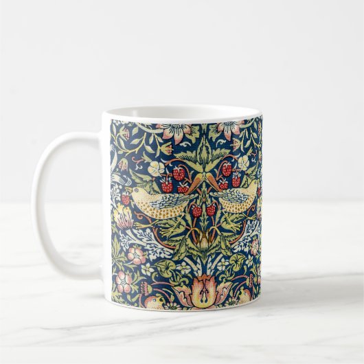 Morris - Strawberry Thief Bird & Floral Pattern Koffiemok (Links)
