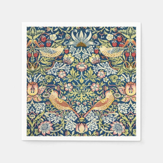 Morris - Strawberry Thief Bird & Floral Pattern Servet (Voorkant)