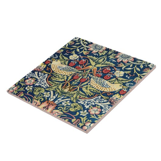 Morris - Strawberry Thief Bird & Floral Pattern Tegeltje (Zijkant)
