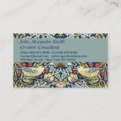 Morris - Strawberry Thief Bird & Floral Pattern Visitekaartje (Voorkant)