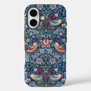 Morris Strawberry Thief Classic Indigo Blau Fijn iPhone 16 Hoesje