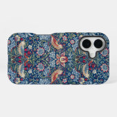 Morris Strawberry Thief Classic Indigo Blau Fijn iPhone 16 Hoesje (Achterkant horizontaal)