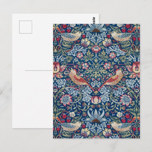 Morris Strawberry Thief Classic Indigo Blue Fijn Briefkaart (Voorkant / Achterkant)