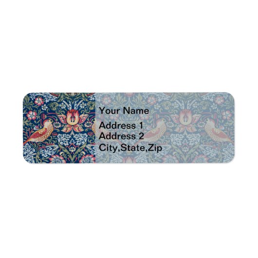 Morris Strawberry Thief Classic Indigo Blue Fijn Etiket (Voorkant)