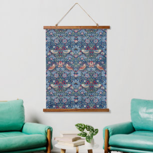 Morris Strawberry Thief Classic Indigo Blue Fijn Hangend Wandkleed