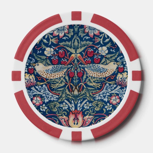Morris Strawberry Thief Classic Indigo Blue Fijn Poker Chips (Voorkant)