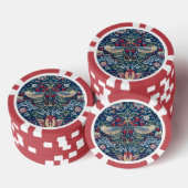 Morris Strawberry Thief Classic Indigo Blue Fijn Poker Chips (Opstapeling)