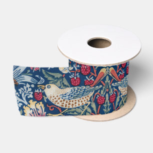 Morris Strawberry Thief Classic Indigo Blue Fijn Satijnen Lint
