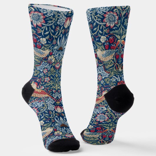 Morris Strawberry Thief Classic Indigo Blue Fijn Sokken (Gebogen)