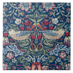 Morris Strawberry Thief Classic Indigo Blue Fijn Tegeltje