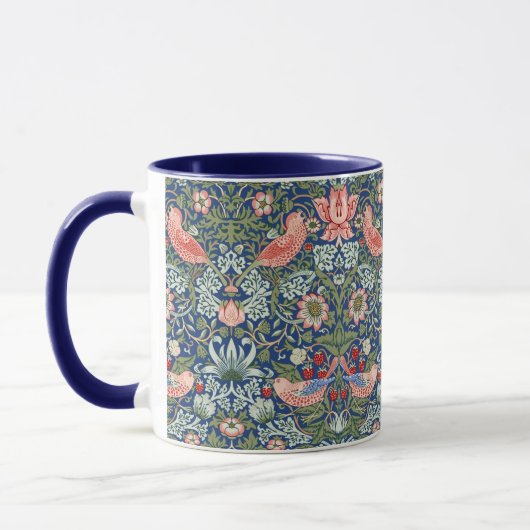 Morris Strawberry Thief Floral Pattern Blue Green Mok (Links)