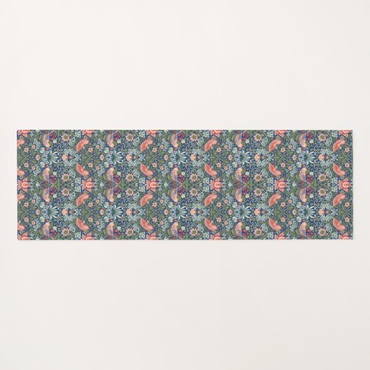 Morris Strawberry Thief Floral Pattern Blue Green Yogamat (Achterkant (horizontaal))